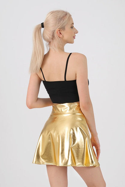 High Waist Color Glossy Performance Skirt
