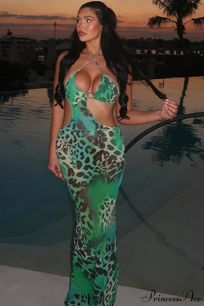 Hollow Backless Tie Bodycon Maxi Dress