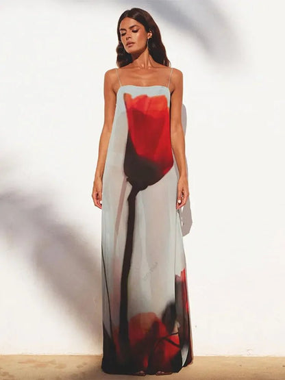 Sheer Mesh Long Dress | Spaghetti Strap Maxi | Bodycon Tulle Cami