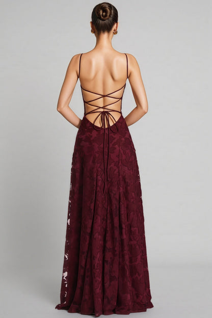 Liralk Red Strapless Mesh Maxi Dress