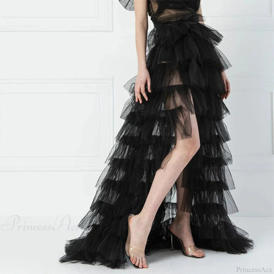 Frills Mesh Full-length Skirt