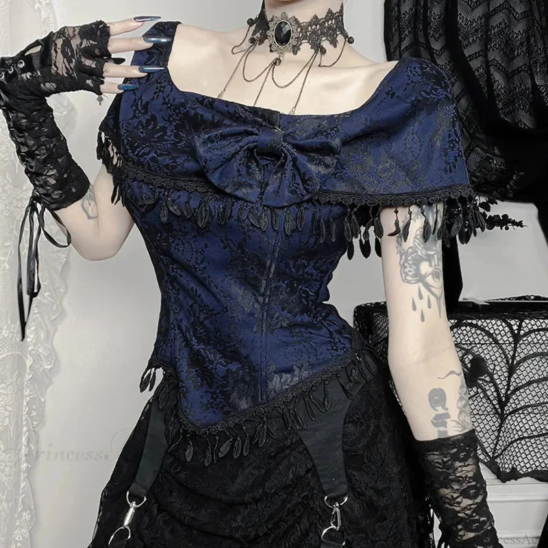 Fringes Off Shoulder Lace Blouse