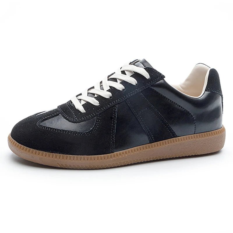 Genuine Leather Silver Sneakers - Lace-up Athletic Flats