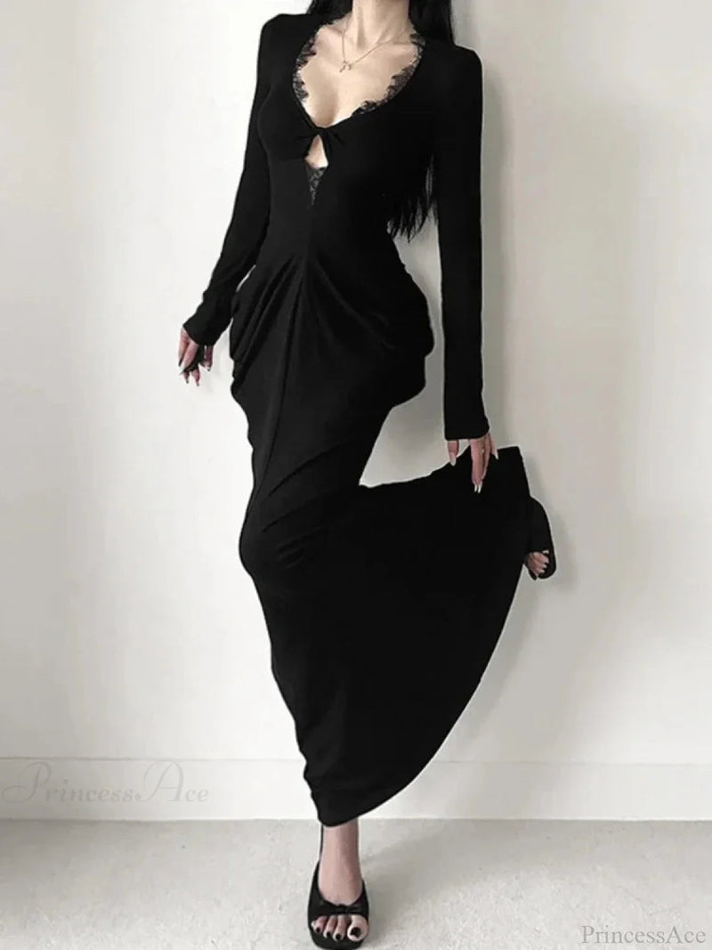 Graceful Lace Patchwork Corset Long Dress