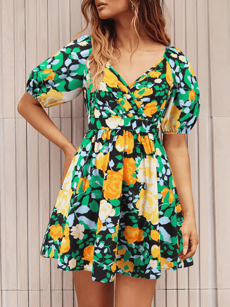 Ellerie Wrap Mini Dress - Green