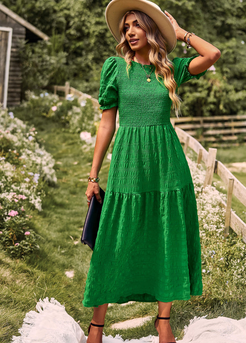 Riviera Romance Smock Tiered Maxi Dress