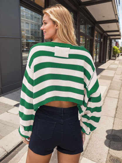 Saturday Morning Striped Crop Sweater