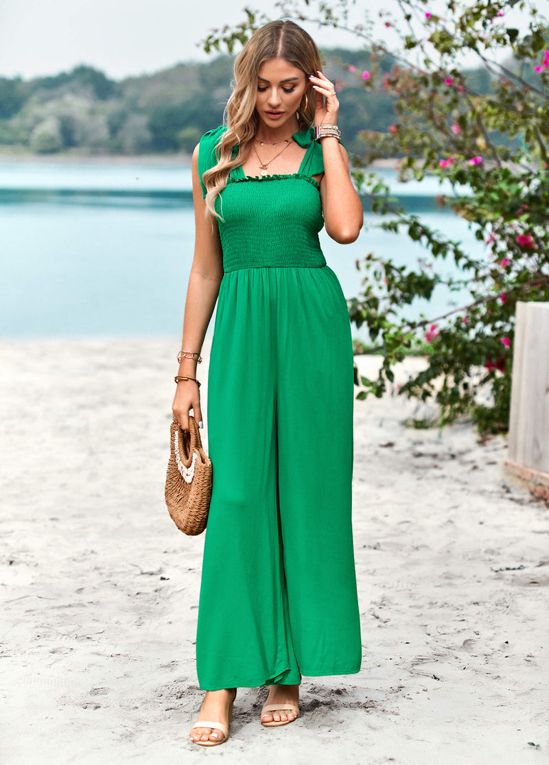 Janice Rayon Pocketed Jumpsuit - Green
