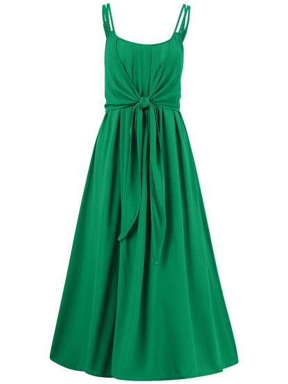 Touch of Lawn Front Tie Midi Dress - Green