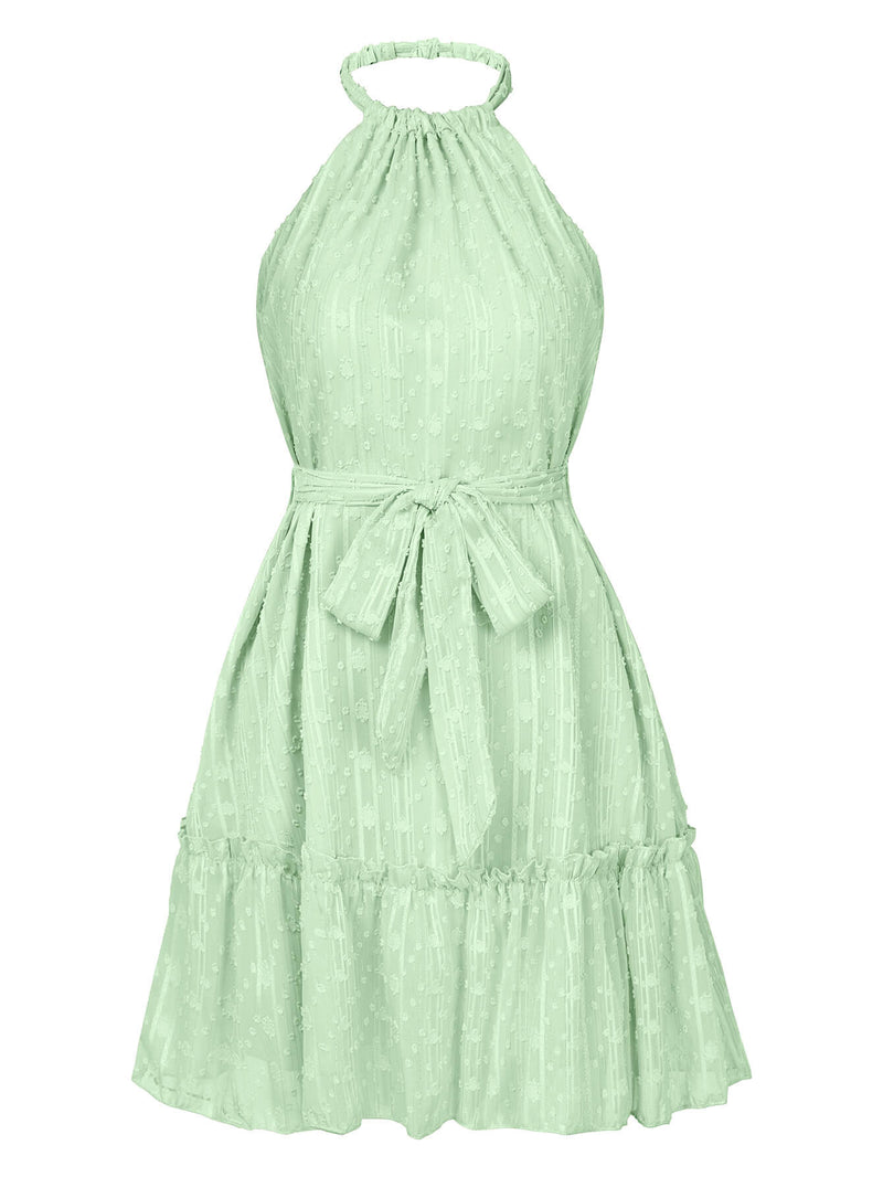 Priscilla Halter Babydoll Mini Dress - Mint