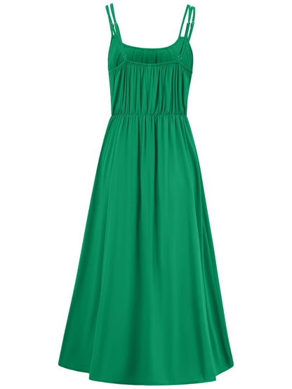 Touch of Lawn Front Tie Midi Dress - Green