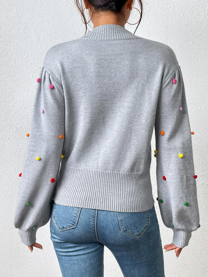 Celestial Multi Popcorn Applique Sweater - Grey