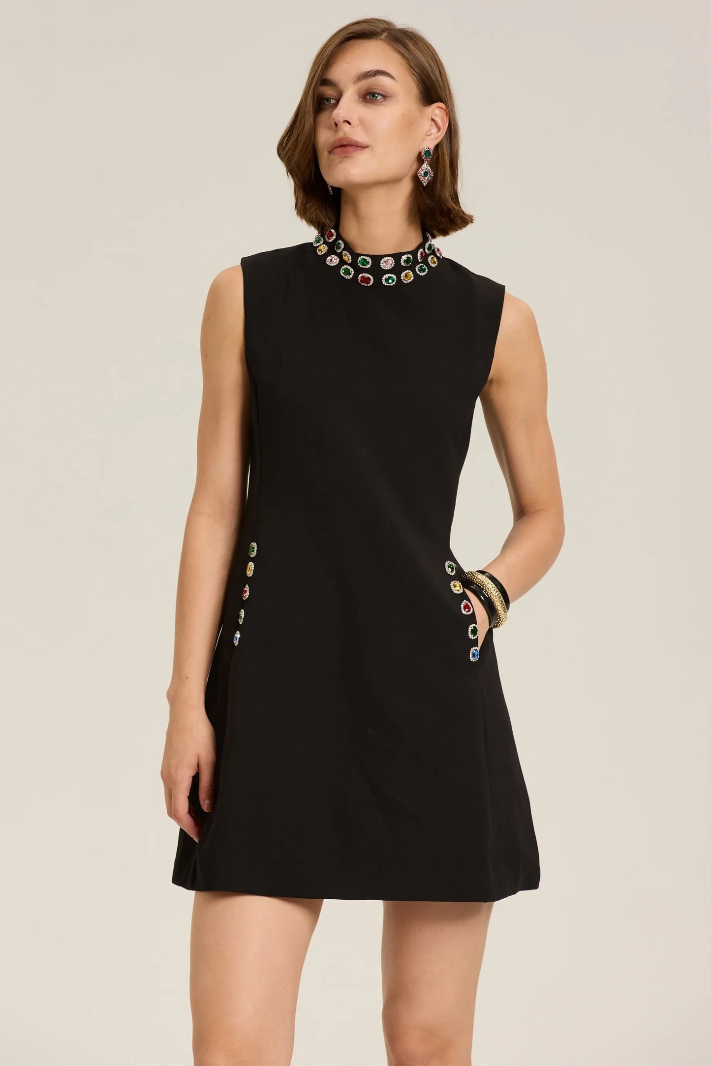Linda Crystal-embellished Sleeveless Mini Dress