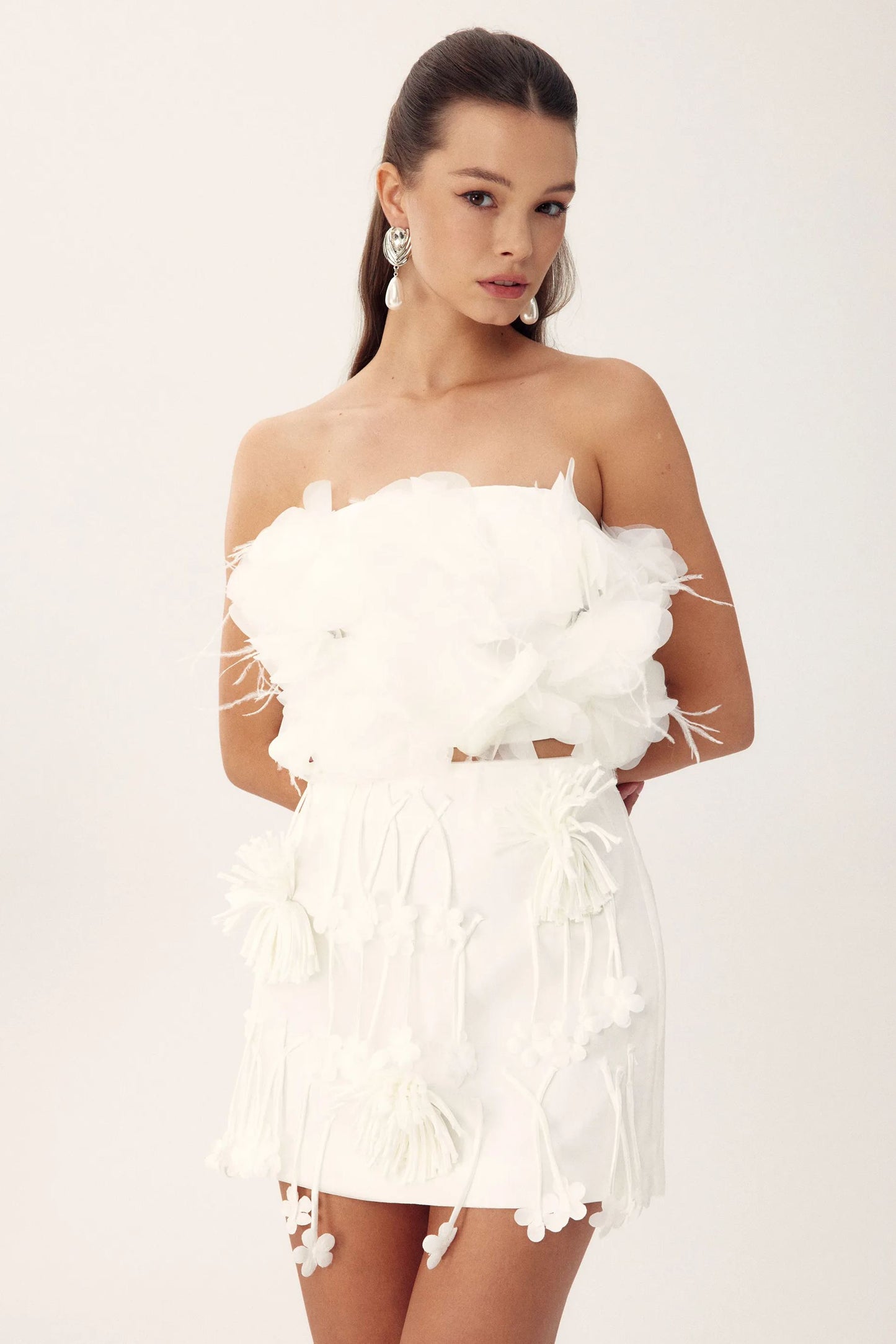 Renate Tassel Flower Mini Satin Skirt