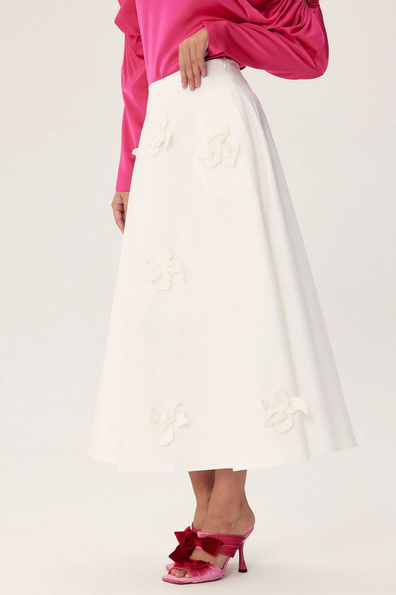 Una Sclupted Flower A-line Midi Skirt