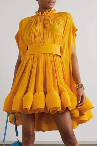 Basia Cape-effect Ruffle Mini Dress