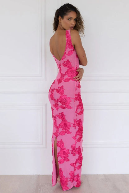 Barbara Applique Mesh Maxi Dress