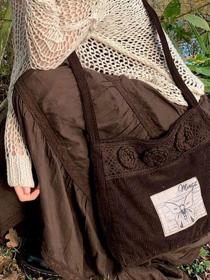 Brown Tiered Midi Skirt