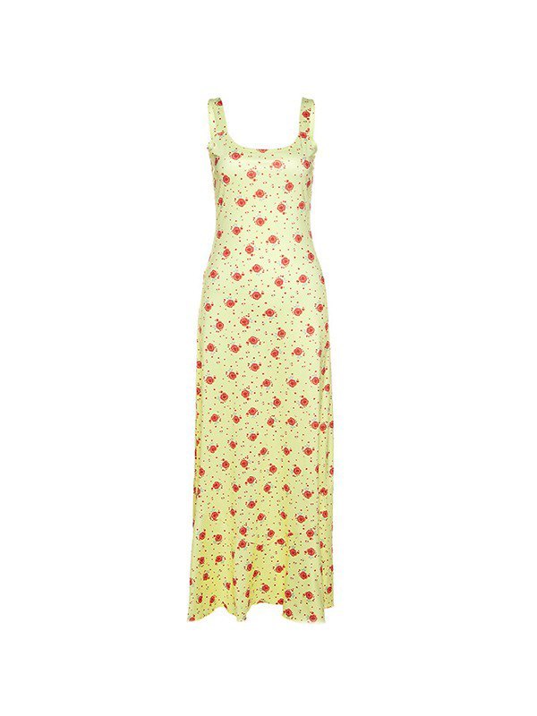 Yellow Sweet Summer Print Maxi Dress