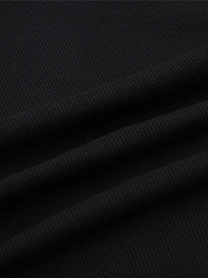Black Knit Mini Dress With Long Sleeves