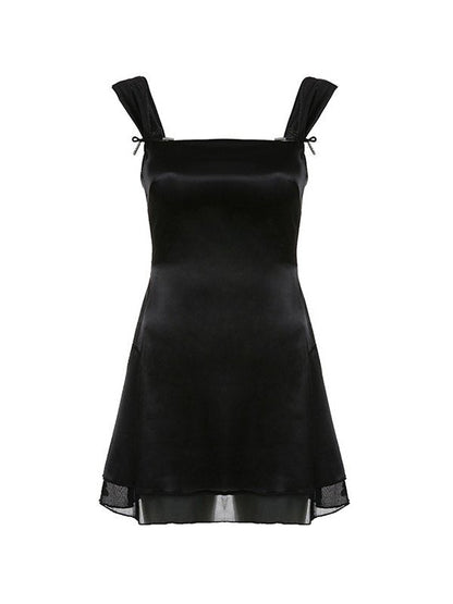 Sleeveless Black Reversible Mini Dress With Straps Detail