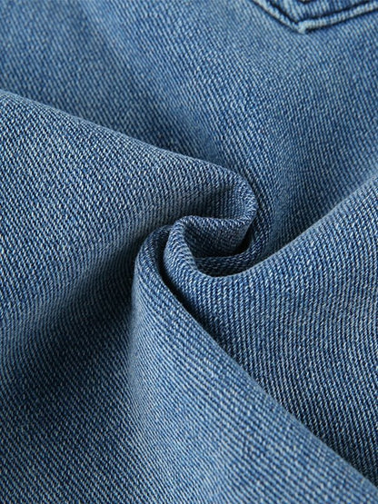 Denim Shorts With Five-pointed Star