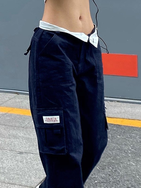 Foldable Waist Y2k Straight Leg Pants