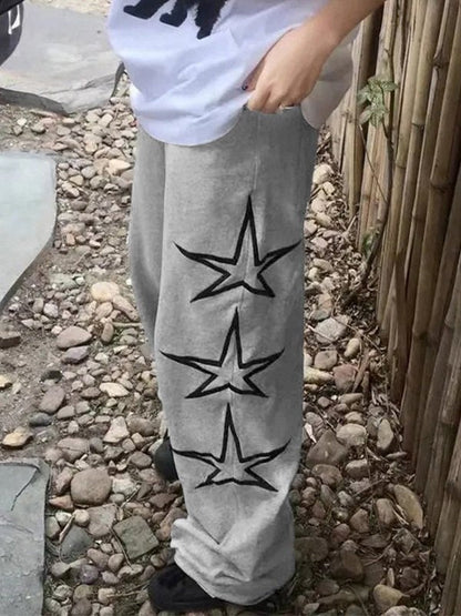 Baggy Sweatpants With Stars Embroidery