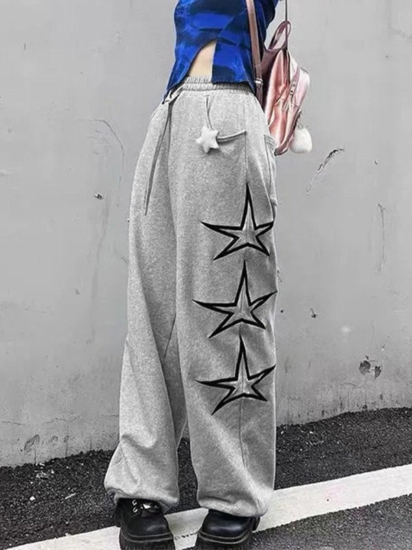 Baggy Sweatpants With Stars Embroidery