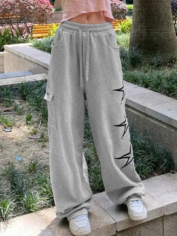 Baggy Sweatpants With Stars Embroidery
