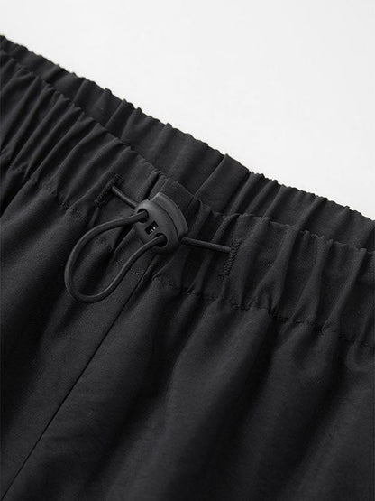 Black Baggy Retro Sport Jogger Pants With Side Piping