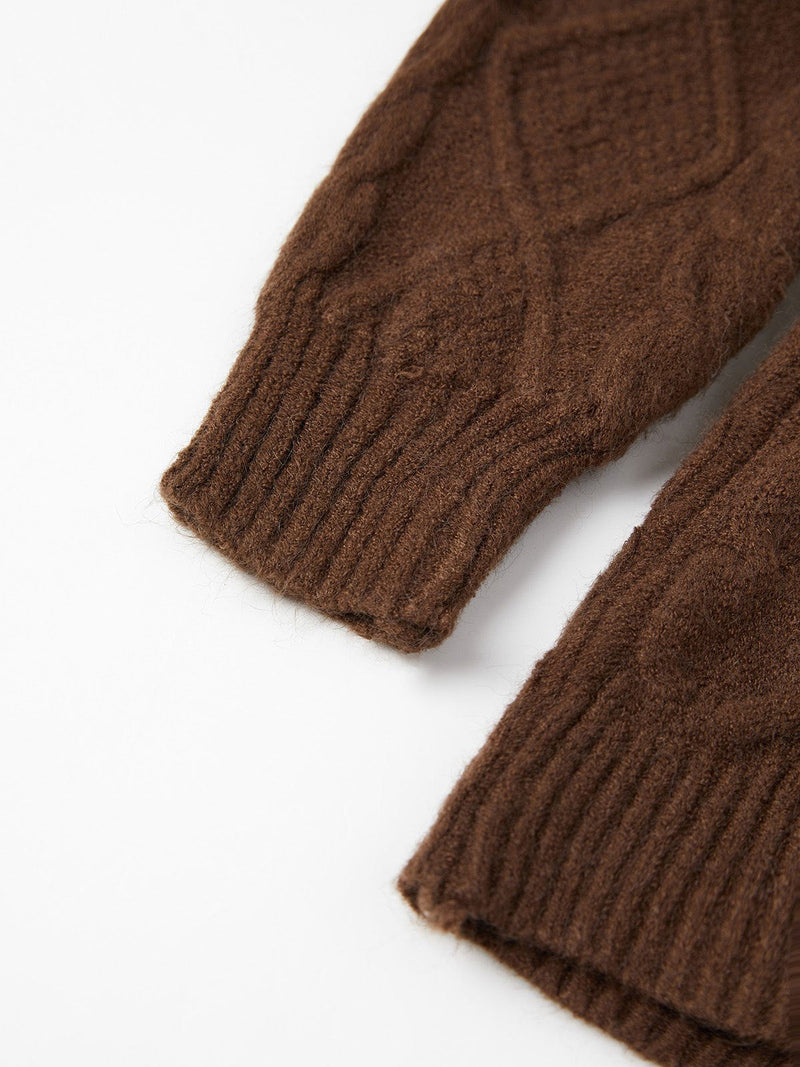 Oversize Brown Cardigan With Hood