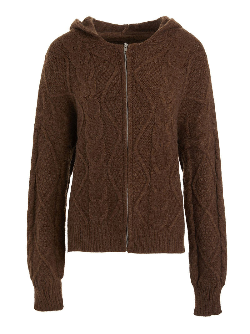 Oversize Brown Cardigan With Hood