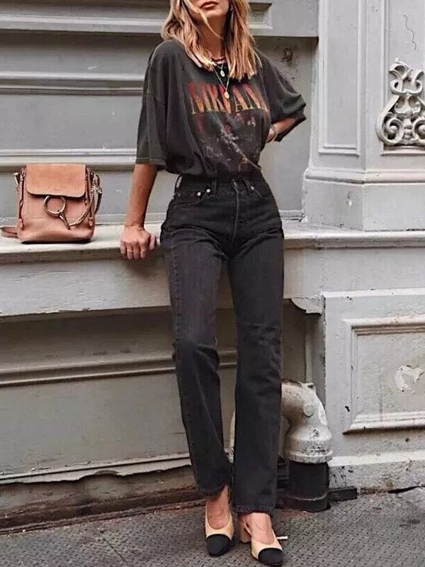 Retro Black Rock Man Graphic Oversized T-shirt
