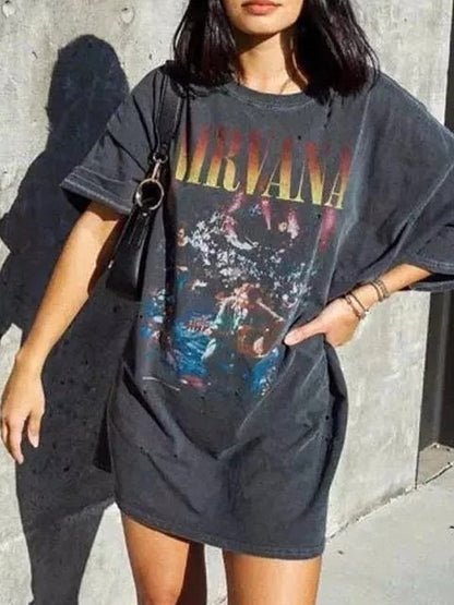 Retro Black Rock Man Graphic Oversized T-shirt