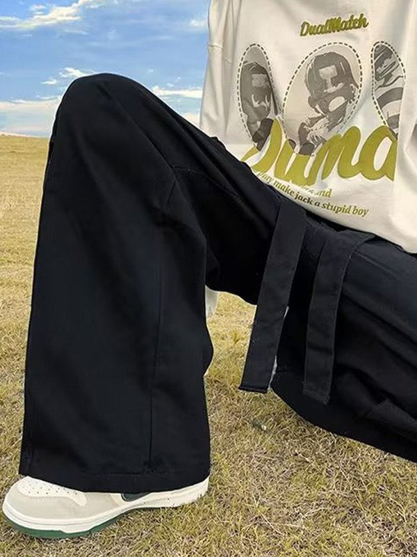 Baggy Cargo Pants With Strap Detail and Pocket