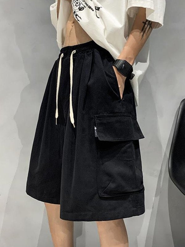 Black Baggy Cargo Shorts