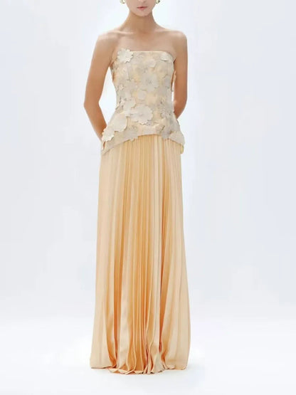Haley Sleeveless Folds Maxi Dress