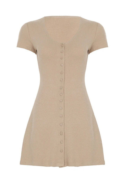Knit Button-down Mini Dress