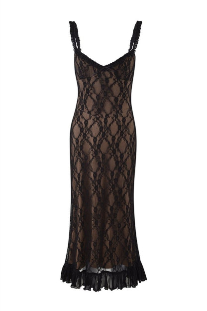Ina Lace Ruffle Maxi Dress