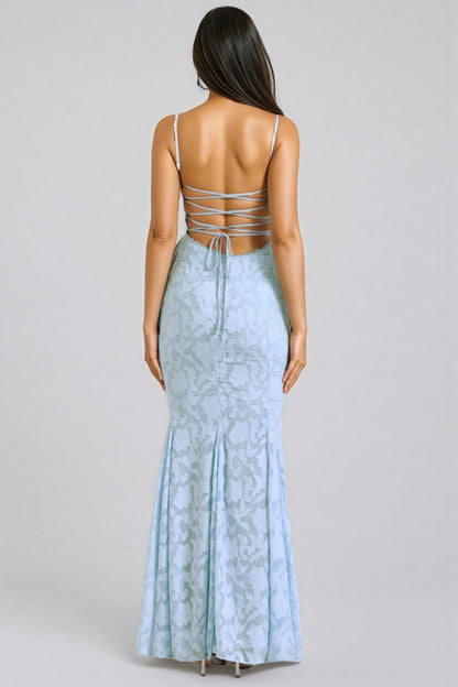 Varenf Bluebell Lace Up Back Maxi Dress