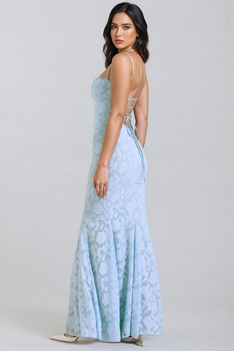 Varenf Bluebell Lace Up Back Maxi Dress