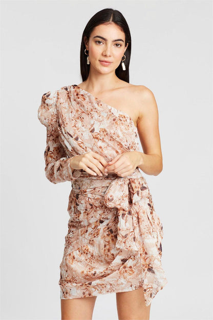 One-shoulder Lace Up Mini Dress