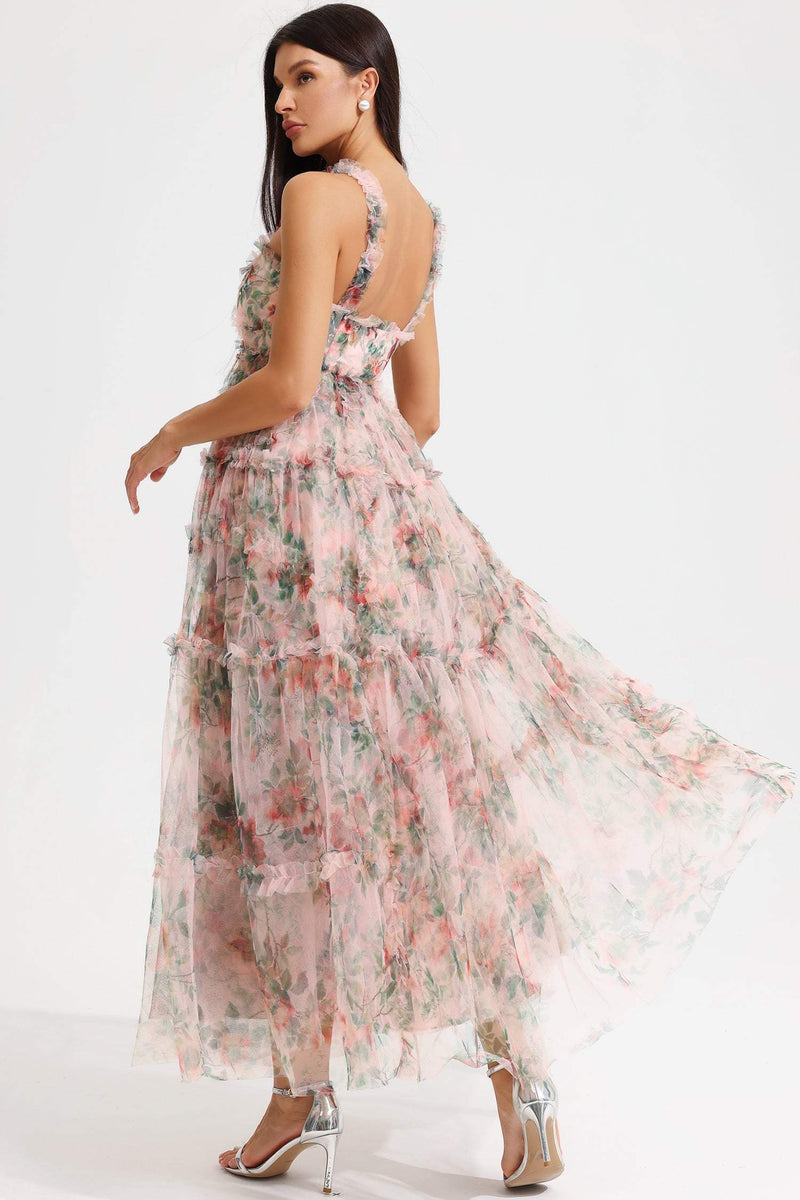 Cami Tapered Waist Frill Hem Midi Dress