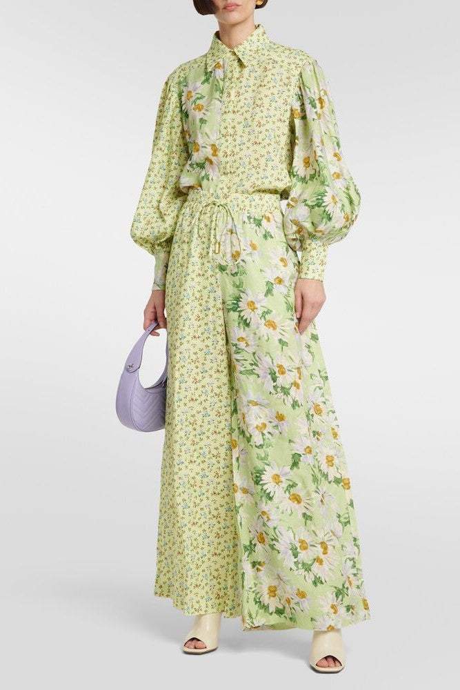 Long Sleeve Shirt Collar Top & High Waist Pants Set