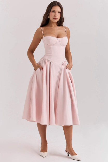 Sweetheart Neck Midi Dress