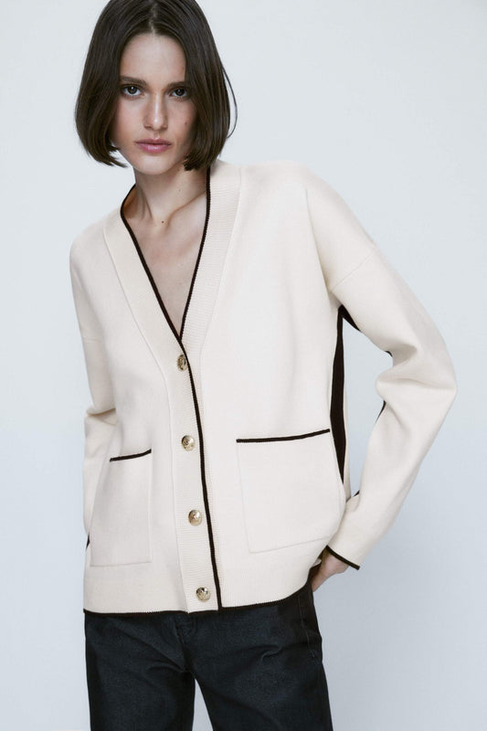 Knit Buttoned Cardigan White