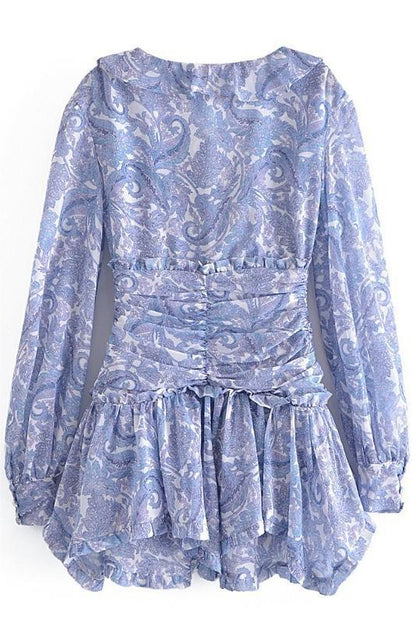 V-neck Long Sleeve Mini Dress