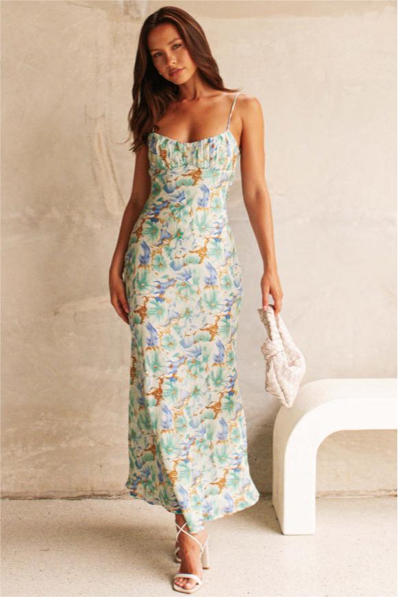 Backless Lace Up Maxi Dress