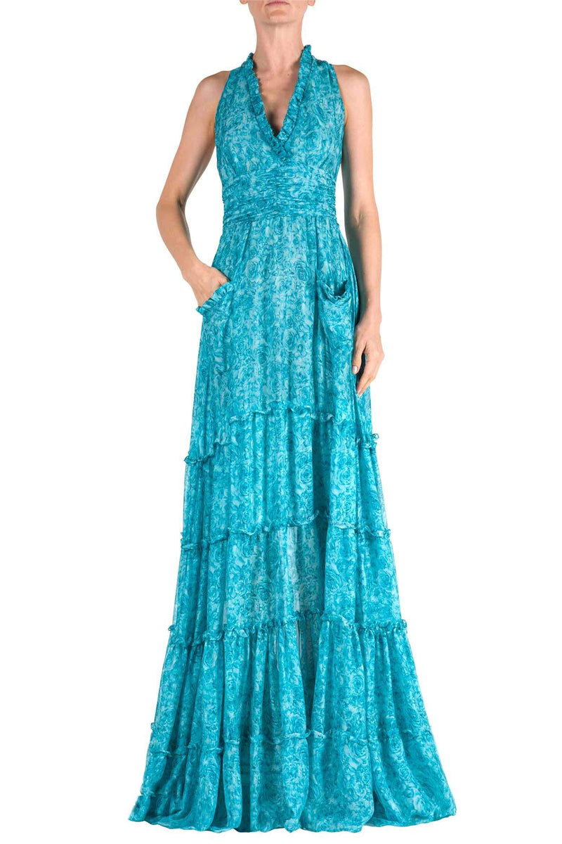 V-neck Sleeveless Splicing Maxi Dress
